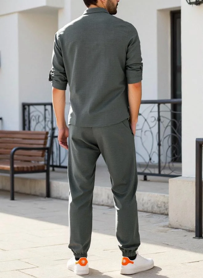 تايك تو طقم قميص كتان وبنطلون